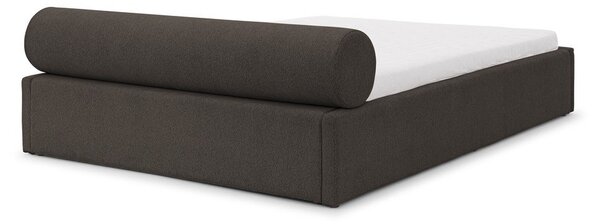 Temno siva oblazinjena zakonska postelja s prostorom za shranjevanje z letvenim dnom 140x200 cm Cille – Ropez