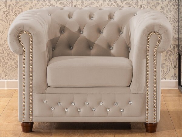 Bež žameten Chesterfield fotelj York Blik – Ropez