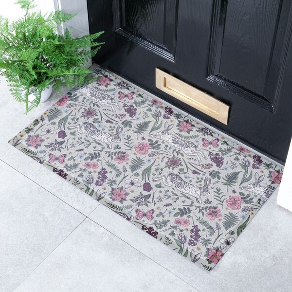 Predpražnik iz PVC-ja 40x70 cm Hare Wildflowers – Artsy Doormats