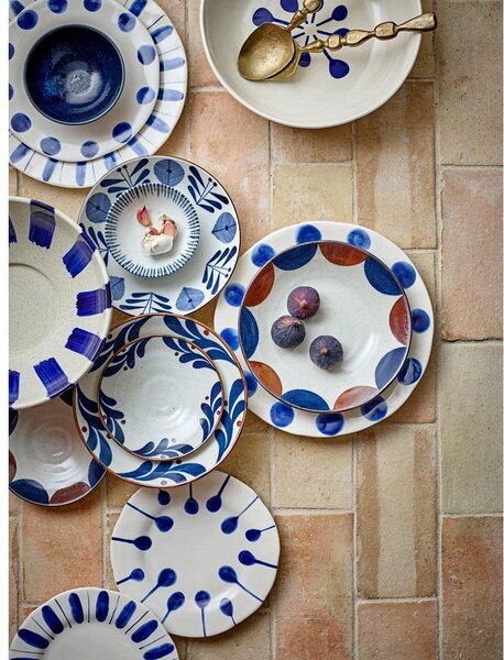 Beli/modri desertni krožniki iz kamenine v kompletu 3 ks ø 22 cm Linora – Bloomingville