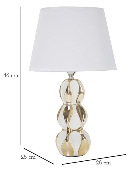 Keramična namizna svetilka s tekstilnim senčilom v zlati in beli barvi (višina 46 cm) Glam Balls – Mauro Ferretti