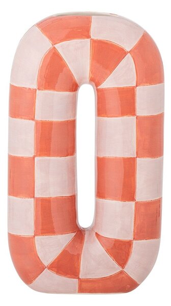 Rožnato-oranžna/kremno bela keramična ročno poslikana vaza (višina 32 cm) Mae – Bloomingville
