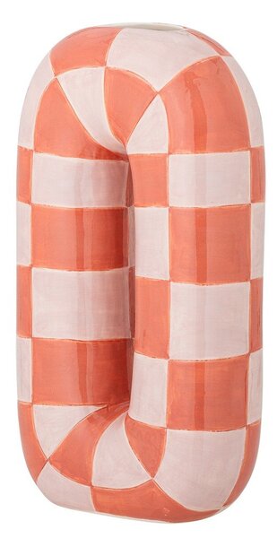 Rožnato-oranžna/kremno bela keramična ročno poslikana vaza (višina 32 cm) Mae – Bloomingville