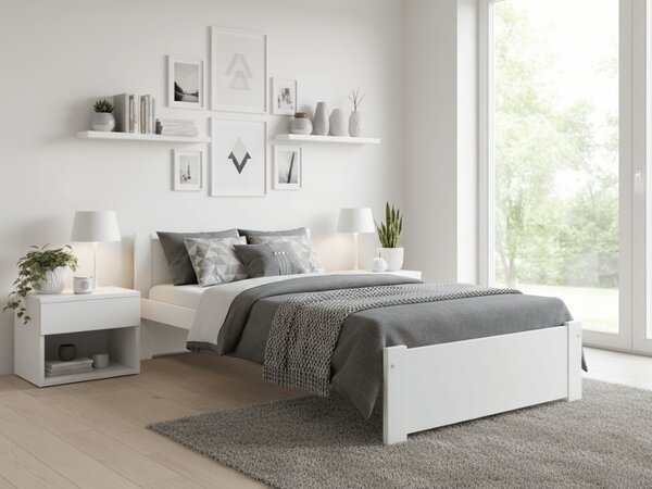 Postelja IKAROS 90 x 200 cm, bela Posteljno dno: Brez posteljnega dna, Vzmetnica: Brez vzmetnice