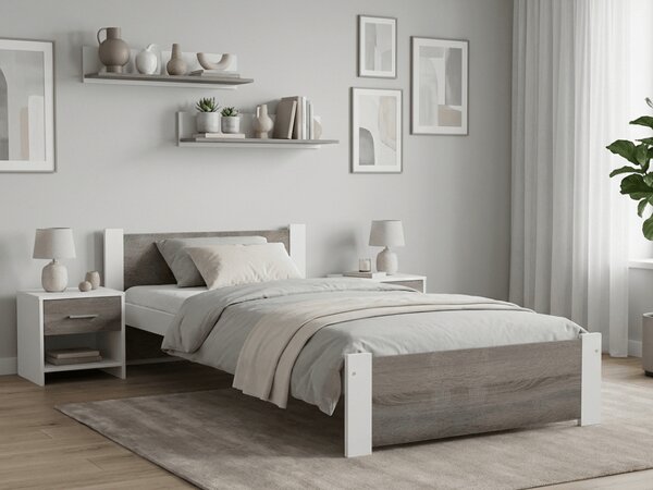 Postelja IKAROS 90 x 200 cm, bela/hrast tartuf Posteljno dno: Brez posteljnega dna, Vzmetnica: Brez vzmetnice