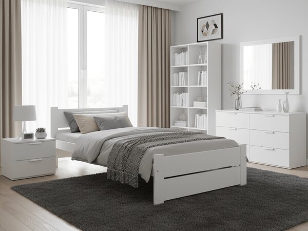 Postelja IKAROS DOUBLE 90 x 200 cm, bela Vzmetnica: Vzmetnica Deluxe 10 cm, Posteljno dno: Brez posteljnega dna