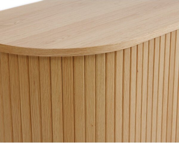 Komoda v hrastovem dekorju z drsnimi vrati v naravni barvi 120x76x45 cm Nola – Unique Furniture