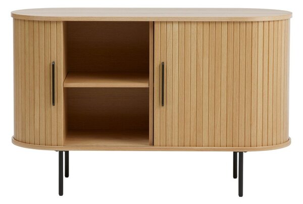 Komoda v hrastovem dekorju z drsnimi vrati v naravni barvi 120x76x45 cm Nola – Unique Furniture