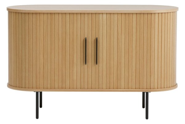 Komoda v hrastovem dekorju z drsnimi vrati v naravni barvi 120x76x45 cm Nola – Unique Furniture
