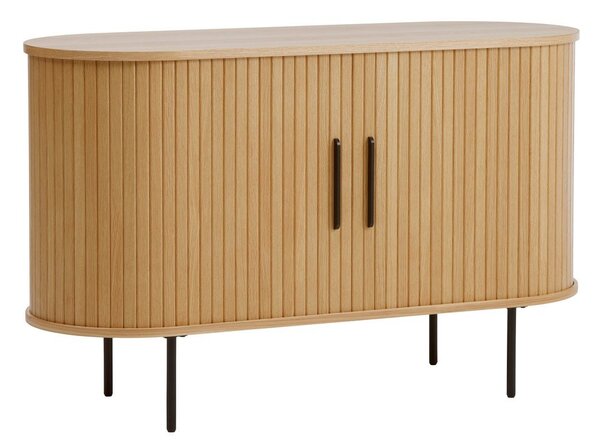 Komoda v hrastovem dekorju z drsnimi vrati v naravni barvi 120x76x45 cm Nola – Unique Furniture