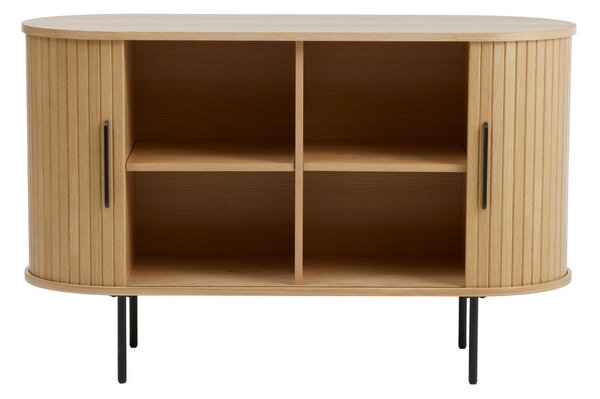 Komoda v hrastovem dekorju z drsnimi vrati v naravni barvi 120x76x45 cm Nola – Unique Furniture