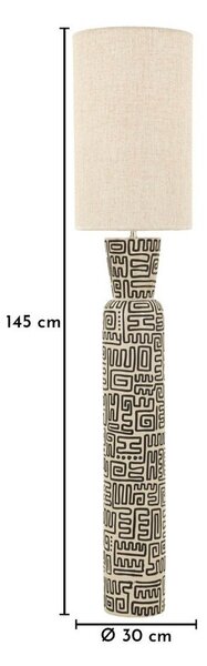 Črno-kremno bela stoječa svetilka s tekstilnim senčilom (višina 145 cm) Nairobi – Mauro Ferretti