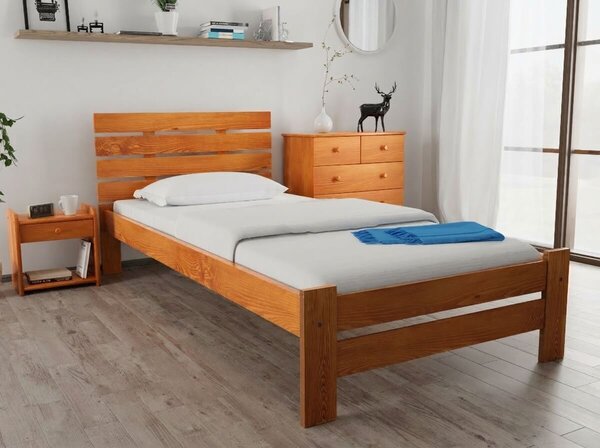 Postelja PARIS povišana 90 x 200 cm jelša Posteljno dno: Z lamelno posteljno dno, Vzmetnica: Vzmetnica Sommera 18 cm