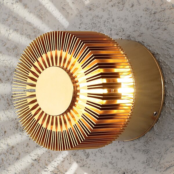 Konstsmide LED zunanja stenska svetilka Monza rays round bronze 9cm, Bronasta / starinska medenina, Kovina, Sodobni