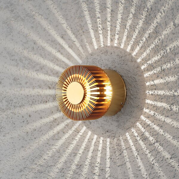 Konstsmide LED zunanja stenska svetilka Monza rays round bronze 9cm, Bronasta / starinska medenina, Kovina, Sodobni