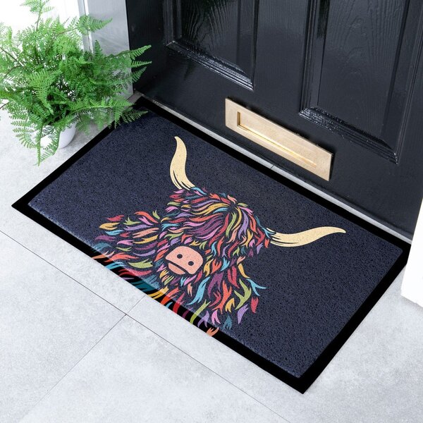 Predpražnik iz PVC-ja 40x70 cm Highland Cow – Artsy Doormats