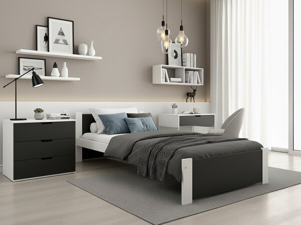 Postelja IKAROS 90 x 200 cm, antracit/bela Posteljno dno: Brez posteljnega dna, Vzmetnica: Brez vzmetnice