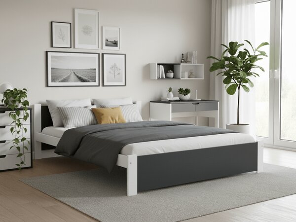 Postelja IKAROS 120 x 200 cm, antracit/bela Posteljno dno: Z letveno posteljno dno, Vzmetnica: Brez vzmetnice