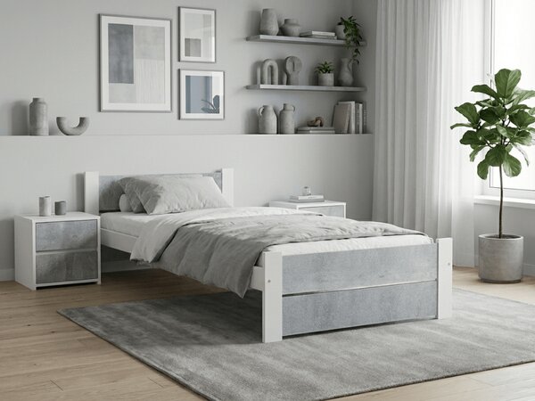 Postelja IKAROS DOUBLE 90 x 200 cm, beton/bela Posteljno dno: Brez posteljnega dna, Vzmetnica: Brez vzmetnice