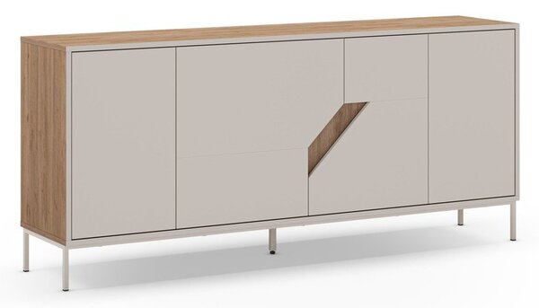 Kremno bela/naravna komoda v hrastovem dekorju 180x80x40 cm Lilou – Marckeric