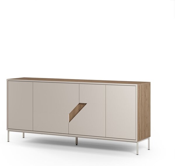 Kremno bela/naravna komoda v hrastovem dekorju 180x80x40 cm Lilou – Marckeric