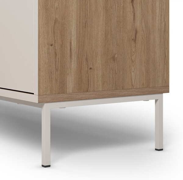 Kremno bela/naravna komoda v hrastovem dekorju 180x80x40 cm Lilou – Marckeric