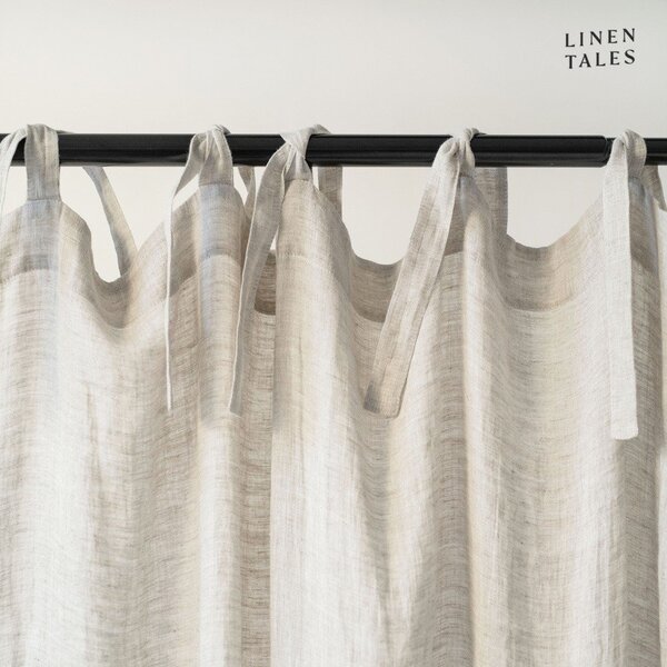 Bež lanena lahka zavesa z zankami Linen Tales Daytime, 250 x 130 cm