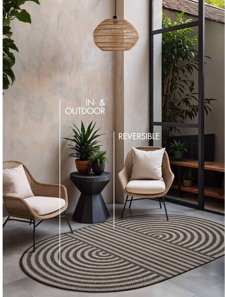 Črna/kremno bela notranja in zunanja preproga 160x230 cm Haringey Woodfield – Ted Baker