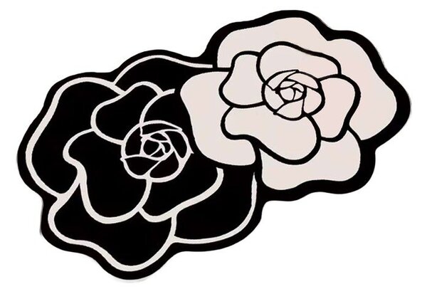 Črno-bela kopalniška preproga 60x100 cm Bungari Rose – Foutastic