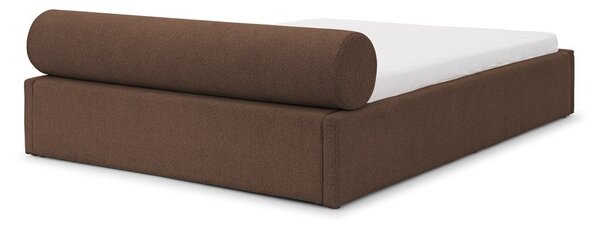 Rjava oblazinjena zakonska postelja s prostorom za shranjevanje z letvenim dnom 160x200 cm Cille – Ropez