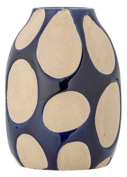 Temno modra/kremno bela vaza iz kamenine (višina 20 cm) Bashir – Bloomingville