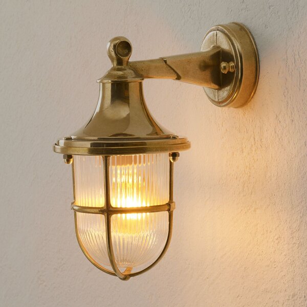 Moretti Luce Zunanja stenska svetilka Ocean v obliki svetilke, medeninasta, zatemnjen, Zlata / medeninasta, Hodnik, Kovina, Pomorski