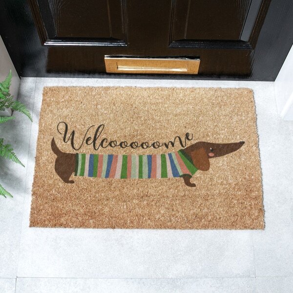 Predpražnik iz kokosovih vlaken 40x60 cm Welcome Sausage Dog – Artsy Doormats