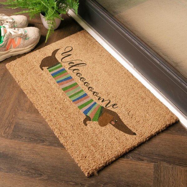 Predpražnik iz kokosovih vlaken 40x60 cm Welcome Sausage Dog – Artsy Doormats