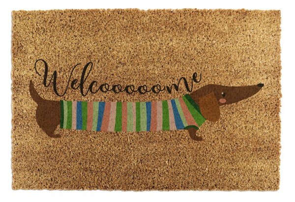 Predpražnik iz kokosovih vlaken 40x60 cm Welcome Sausage Dog – Artsy Doormats
