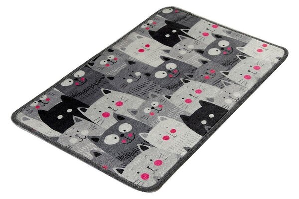 Siva kopalniška preproga 40x60 cm Meow – Foutastic