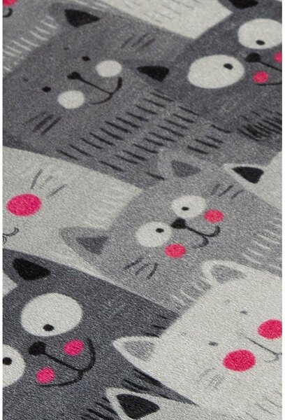 Siva kopalniška preproga 40x60 cm Meow – Foutastic