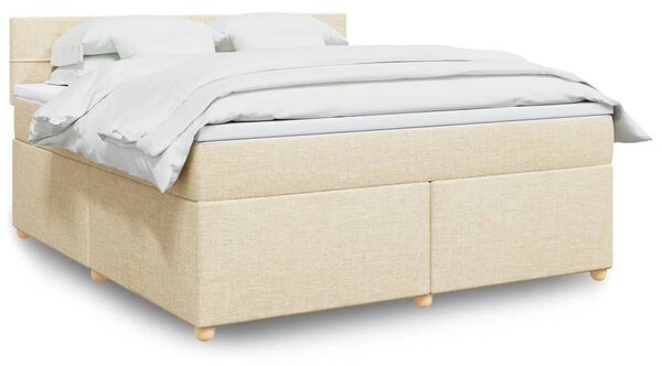 VidaXL Box spring postelja z vzmetnico krem 180x200 cm blago