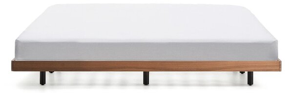 Rjava zakonska postelja iz masivne breze brez vzglavja z letvenim dnom 160x200 cm Norlen – Kave Home