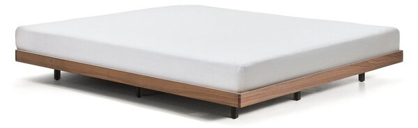Rjava zakonska postelja iz masivne breze brez vzglavja z letvenim dnom 160x200 cm Norlen – Kave Home