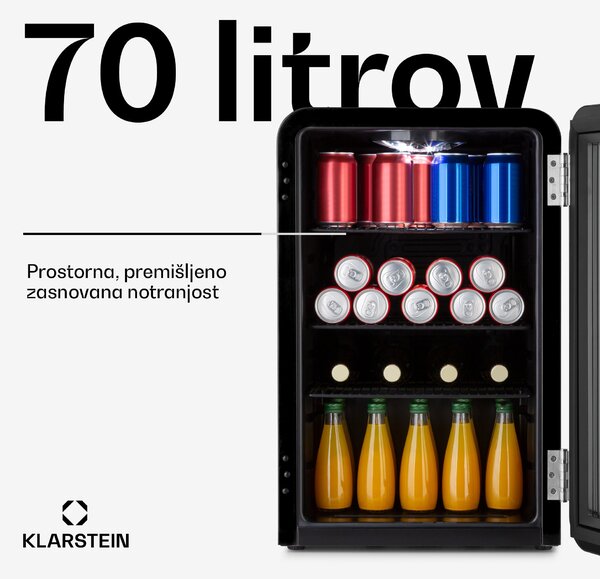 Klarstein PopLife 70L, hladilnik za pijače, hladilnik, 70 litrov, 0 - 10 ° C, retro dizajn