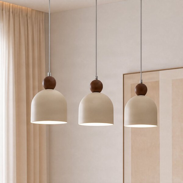 Milagro Lighting Visoka svetilka Timon, siva/bež, dolžina 60 cm, kovina, 3-žarilna, zatemnjen, Bež, Dnevna soba / jedilnica, Kovina, Sodobni
