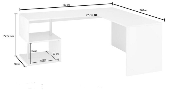 Scrivania Esse Angolare - 160x77,5x60 - Report