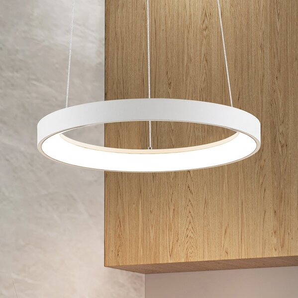 Arcchio LED viseča svetilka Vivy, Ø 38 cm, bela, kovina, zatemnjen, Bela, Kuhinja, Kovina, Sodobni