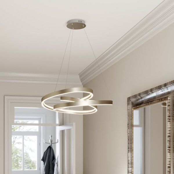 Lucande LED viseča luč Gunbritt, Ø 80 cm, srebrna, z možnostjo zatemnitve, zatemnjen, Kovinska, Dnevna soba / jedilnica, Aluminij, Sodobni