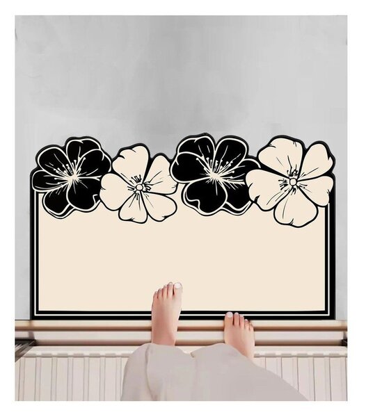 Črna/kremno bela kopalniška preproga 60x100 cm Morpho – Foutastic