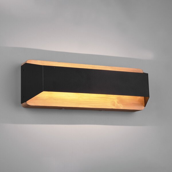 Trio Lighting Arino LED stenska svetilka, črna, širina 35,2 cm, zatemnjen, Črna, Dnevna soba / jedilnica, Kovina, Sodobni