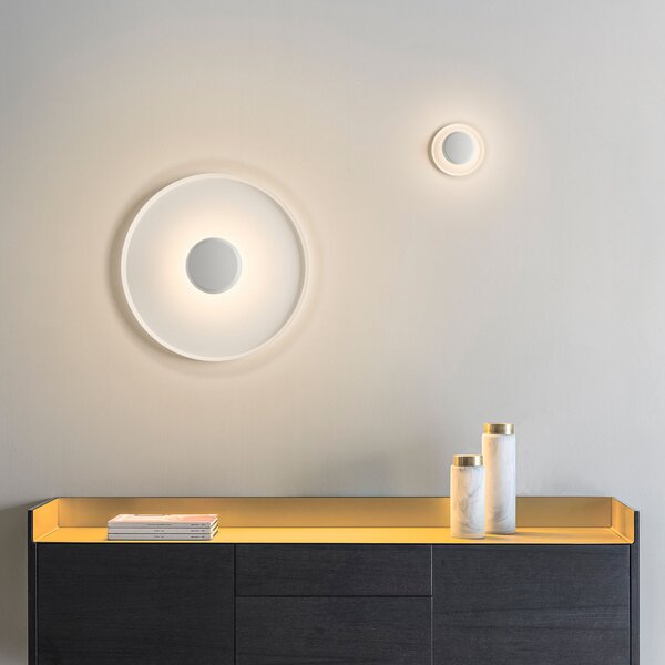 Vibia Top LED stenska svetilka Ø 60 cm bela, zatemnjen, Bela, Dnevna soba / jedilnica, Kovina, Sodobni