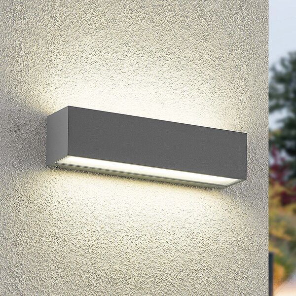 Arcchio LED zunanja stenska svetilka Lengo, 25 cm, 2-svetilna, siva, CCT, Siva, Aluminij, Sodobni