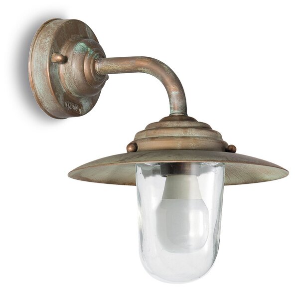 Moretti Luce Zunanja stenska svetilka Chalet višina 26 cm medeninasta starinska/čista, zatemnjen, Bronasta / starinska medenina, Kovina, Antični